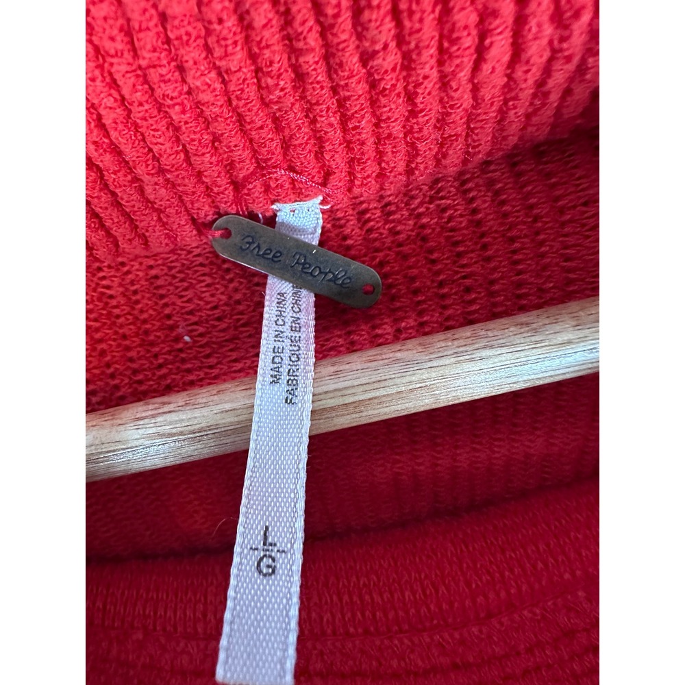 Free People Ottoman Slouchy Tunic Women Large Red Oversized Boho Ribbed Sweater - Picture 7 of 9